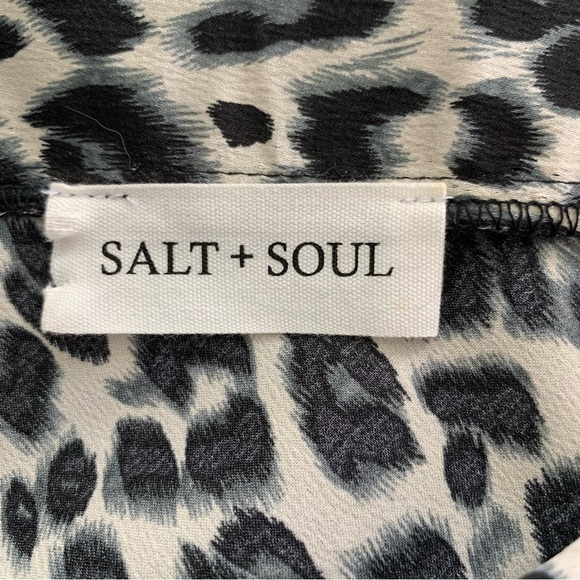 Salt + Soul Womens M Maxi Midi Skirt Gray Black White Leopard Animal Print Silky - Picture 6 of 7